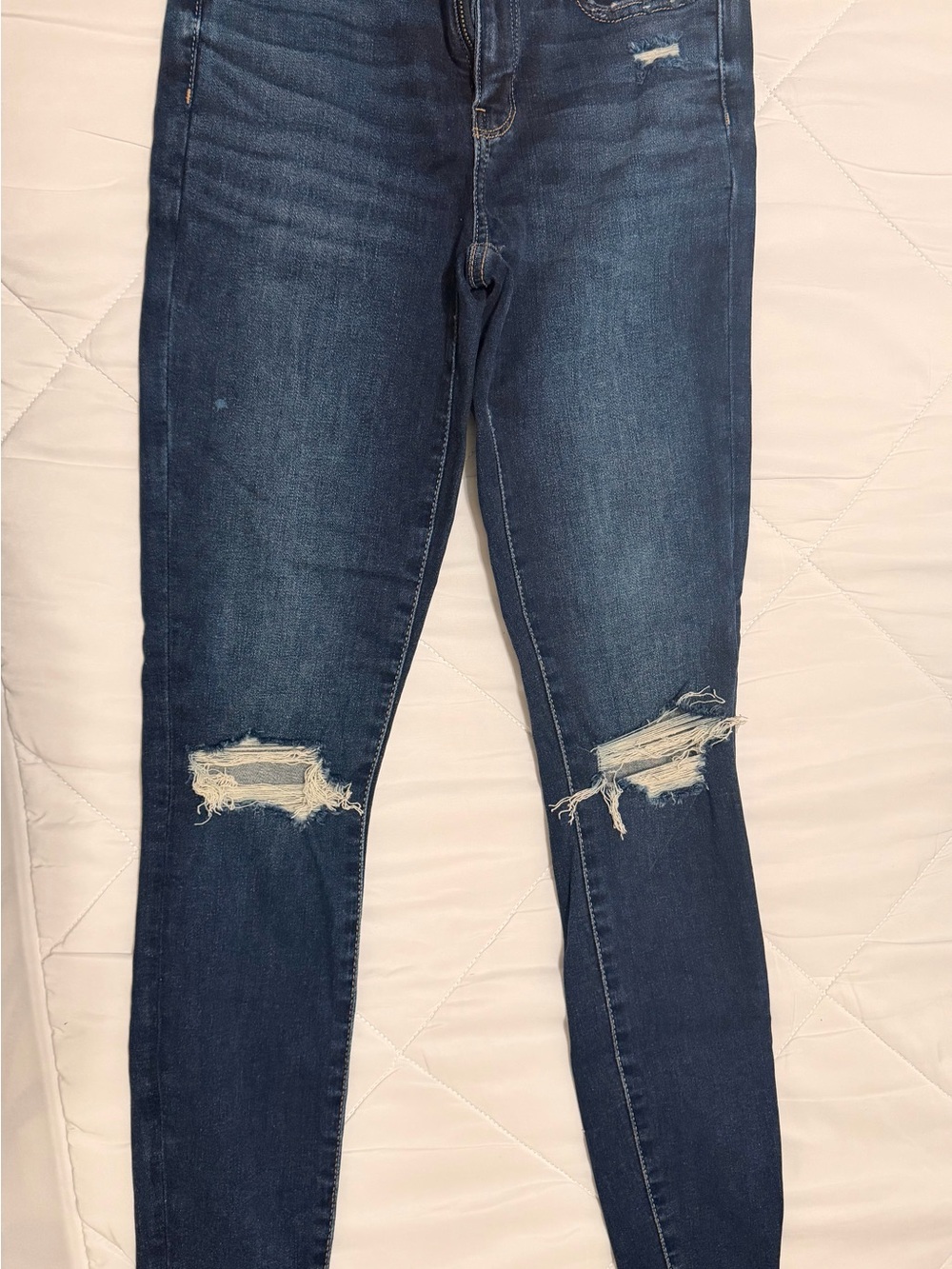 American Eagle Outfitters Dark Blue Ripped Skinny Jeans